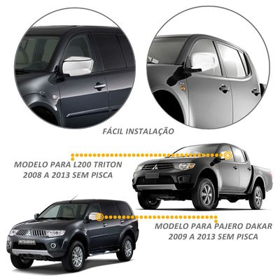 Aplique Capa Cromada Retrovisor Mitsubishi L200 Triton 2010