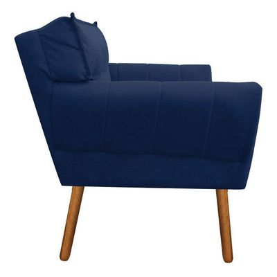 Kit 02 Poltronas Anitta Azul Com Strass Pés Palito Castanho