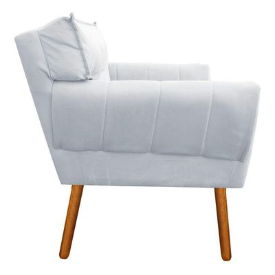 Kit 02 Poltronas Anitta Suede Cinza Pés Palito Castanho