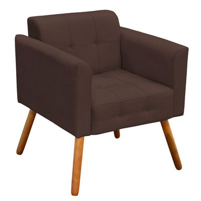 Poltrona Elisa Suede Marrom Pés Palito Castanho D´rossi