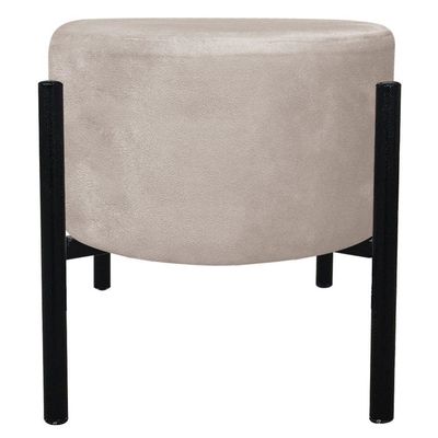 Kit 02 Puffs Iron Suede Base Preto Palito Drossi - Bege