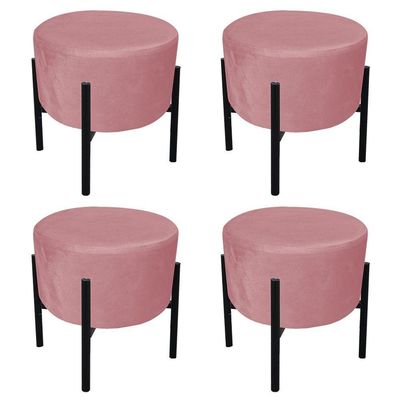 Kit 04 Puffs Iron Suede Rose Base Palito D´rossi