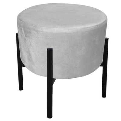 Kit 02 Puffs Iron Suede Base Preto Palito Drossi Cinza