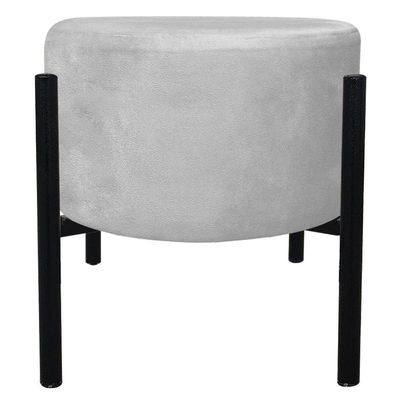Kit 02 Puffs Iron Suede Base Preto Palito Drossi Cinza