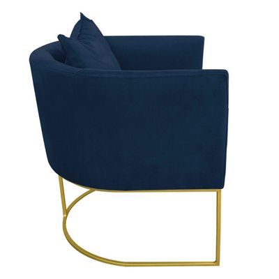 Kit 02 Poltronas Paola Suede Azul Marinho Base Dourado