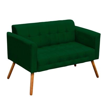Kit 01 Namoradeira E 02 Poltronas Elisa Suede Verde