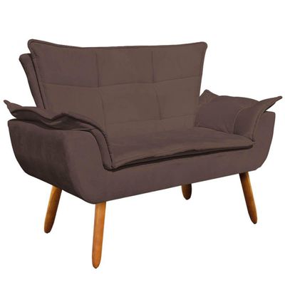 Kit 01 Namoradeira E 02 Poltronas Opala Suede Marrom