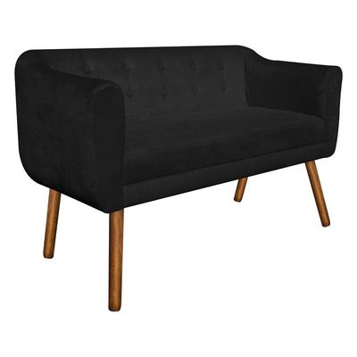 Kit 01 Namoradeira E 02 Poltronas Julia Suede Preto
