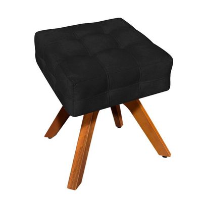 Kit 01 Poltrona E 01 Puff Elisa Suede Preto