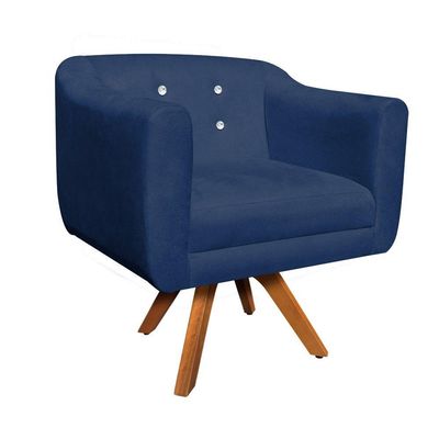 Kit 02 Poltronas Giratória Julia Azul Marinho