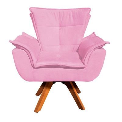 Kit 02 Poltronas Giratória Opala Rosa Bebê