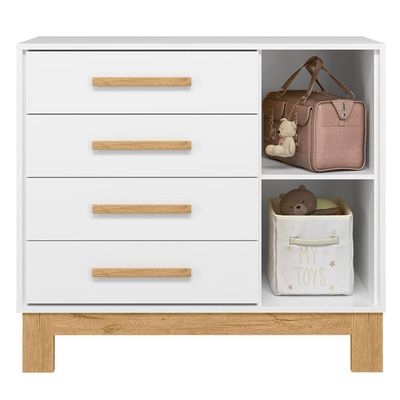 Roupeiro Com 3 Portas E Cômoda Malta Branco Acetinado