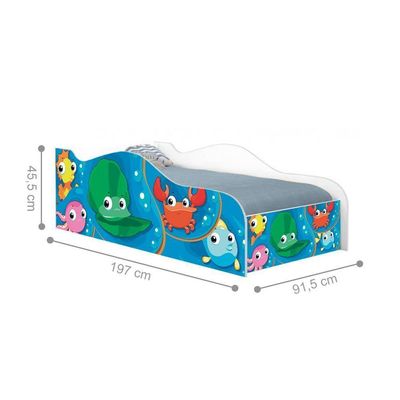 Cama Fun Fundo Do Mar Peixes Solteiro Com Colchão