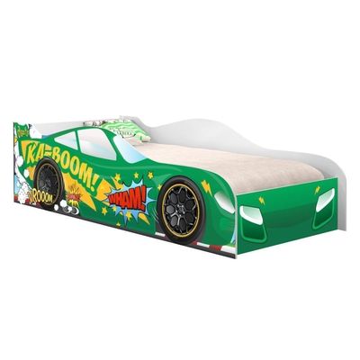 Cama Carro Vrooom Verde Solteiro Com Colchão