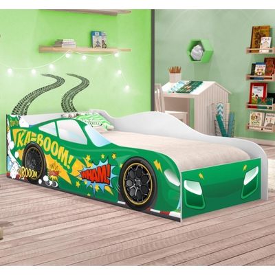 Cama Carro Kaboom Verde Solteiro