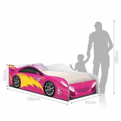 Cama Carro Menina Rosa Solteiro