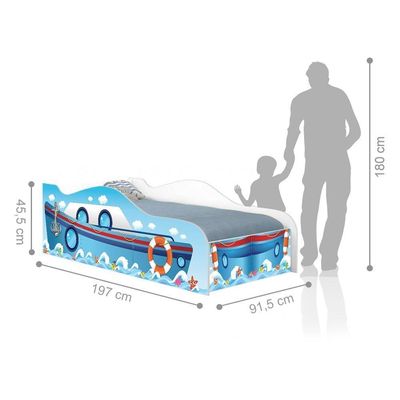Cama Barquinho Joy Azul Solteiro Com Colchão