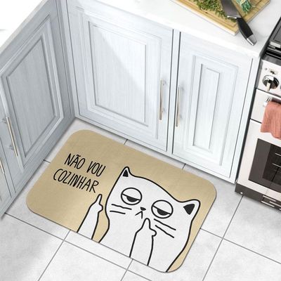 Kit Tapetes De Cozinha Gatinho Ranzinza Não Vou Limpar