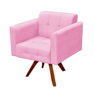 Poltrona Elisa Suede Rosa Bebê