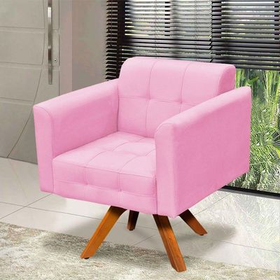 Poltrona Elisa Suede Rosa Bebê
