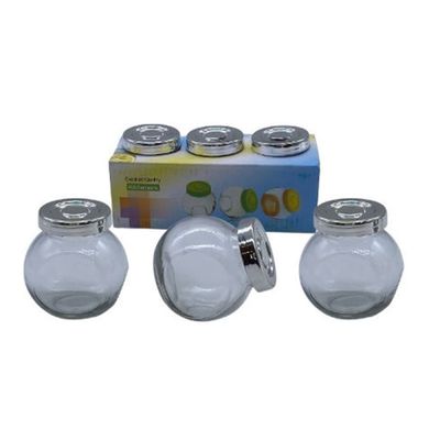 JOGO POTE DE VIDRO COM TAMPA 3 PCS TEMPERO CONDIMENTO
