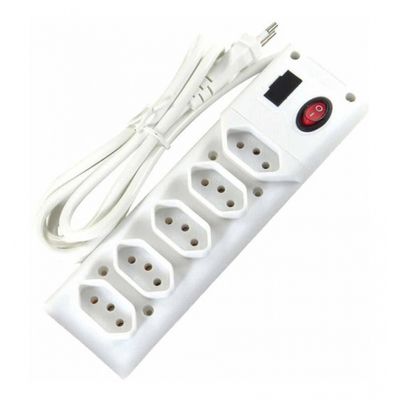 Tomada Extensão Com 5 Saídas 100 Até 250v Corrente 10a
