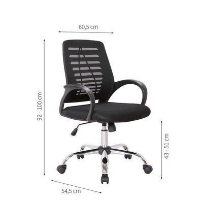 Conjunto de Mesa Studio Branca 180 cm com Cadeira de Escritório Secretária Giratória Light Preta