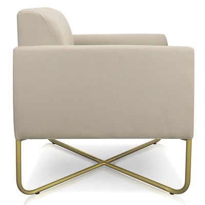 Poltrona Marisa Suede Bege Base X Industrial Dourada D´rossi