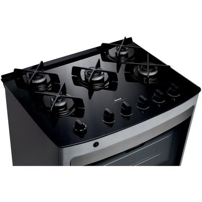 Fogão 5 Bocas a Gás de Piso Mesa de Vidro Consul CFS5VAR Inox / Bivolt