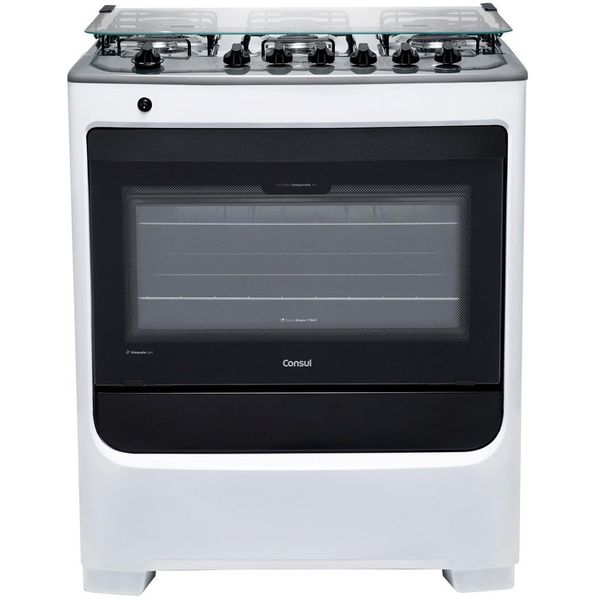 Fogão a Gás de Piso 6 Bocas Mesa em Aço Inox CFS6NAB Consul Branco / Bivolt