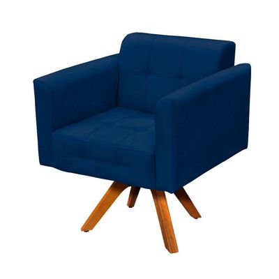 Poltrona Giratória Elisa Suede Azul Marinho Mm30
