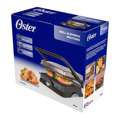 Grill Sanduicheira Multiuso Antiaderente Com Alça Oster Inox / 220V