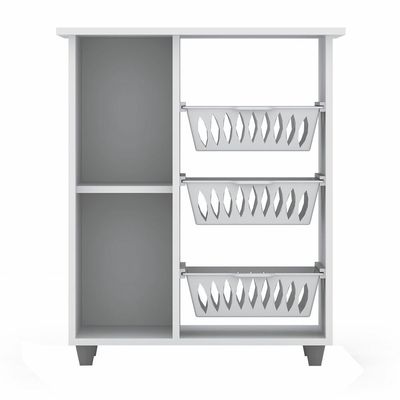 Balcão Multiuso 4571 MDP 1 Porta  3 Cestas Móveis Sul Branco
