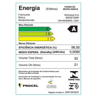 Microondas Consul de Embutir 32 Litros CM146AE Preto / 220V