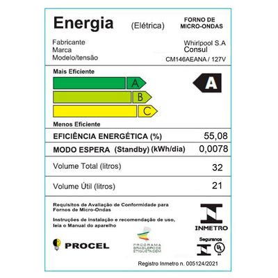 Microondas Consul de Embutir 32 Litros CM146AE Preto / 110V