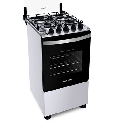 Fogão de Piso 4 Bocas Brastemp Acendimento Automático BFO4NBB Branco / Bivolt