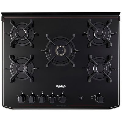 Fogão a Gás de Piso 5 Bocas Dako Magister Mesa de Vidro Preto Preto / Bivolt