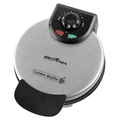 Máquina de Waffle Britânia Golden 850W Chapas Antiaderentes Inox / 110V