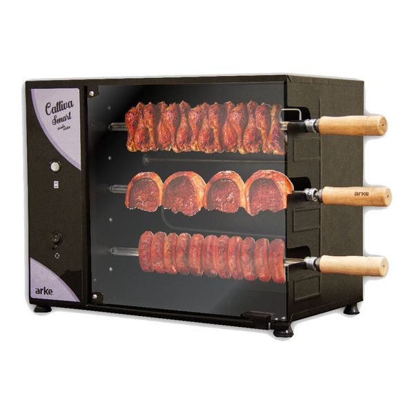 Churrasqueira Elétrica Rotativa Arke Cattiva Smart 3 Espetos 03 Preto / 110V