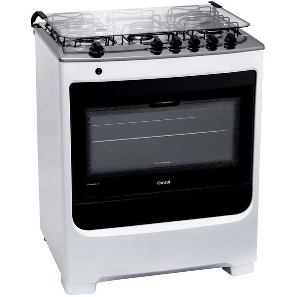 Fogão a Gás de Piso 5 Bocas Consul Mesa em Aço Inox CFS5NAB Branco / Bivolt