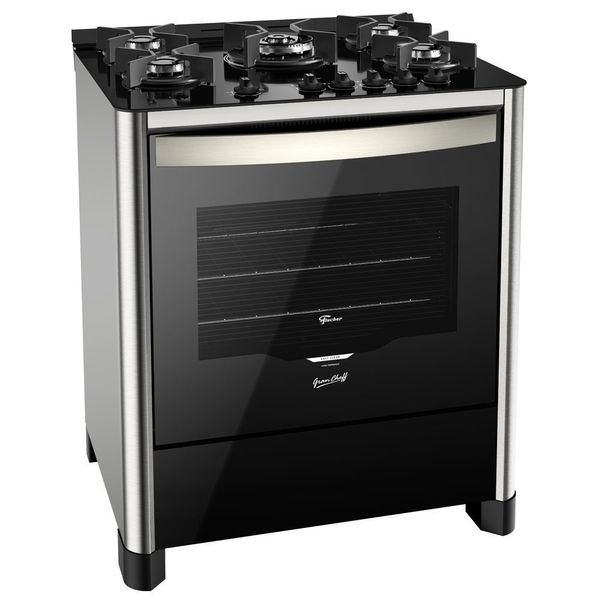 Fogão 5 Bocas a Gás de Piso com Grill Elétrico Fischer Gran Cheff 26988 Inox / 110V