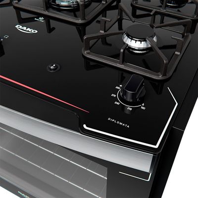 Fogão de Embutir 5 Bocas com Mesa de Vidro Diplomata Bivolt Dako Preto / Bivolt