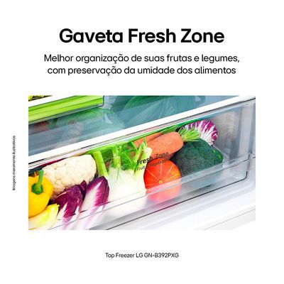 Refrigerador 2 Portas 395L Top Freezer LG GN-B392PX Preto / 110V