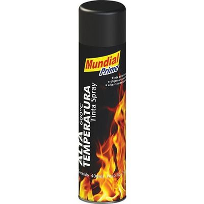 Tinta Spray Preto Fosco Alta Temperatura 400ml Mundial
