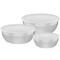 Jogo De Potes Em Aço Inox Com Tampa Plástica Tramontina Freezinox 3 Peças
