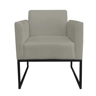 Kit 02 Poltronas Marisa Suede Base Industrial Metálica
