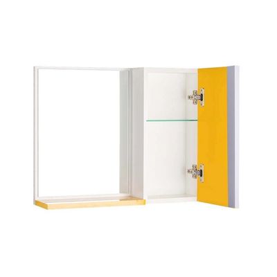Espelho para Banheiro com Armário Amarelo Barra Vertical