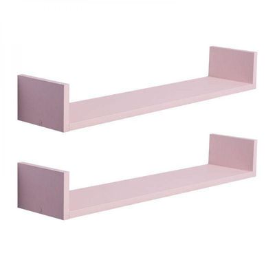 Kit 2 Prateleiras U 90 x 10cm Rosa Claro Invisível