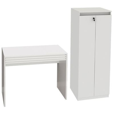Escrivaninha E Armario Para Escritorio Me4173 Me4151 Branco Tecno Mobili Branco