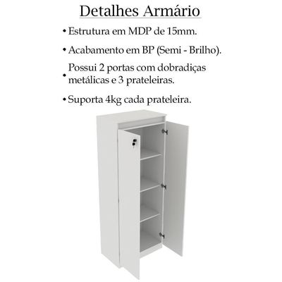 Escrivaninha E Armario Para Escritorio Me4173 Me4151 Branco Tecno Mobili Branco